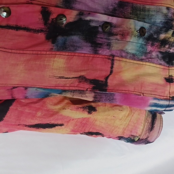 PARSLEY & Sage Watercolor Multicolor Button Down Size L, roll sleeves, cotton - Picture 3 of 7